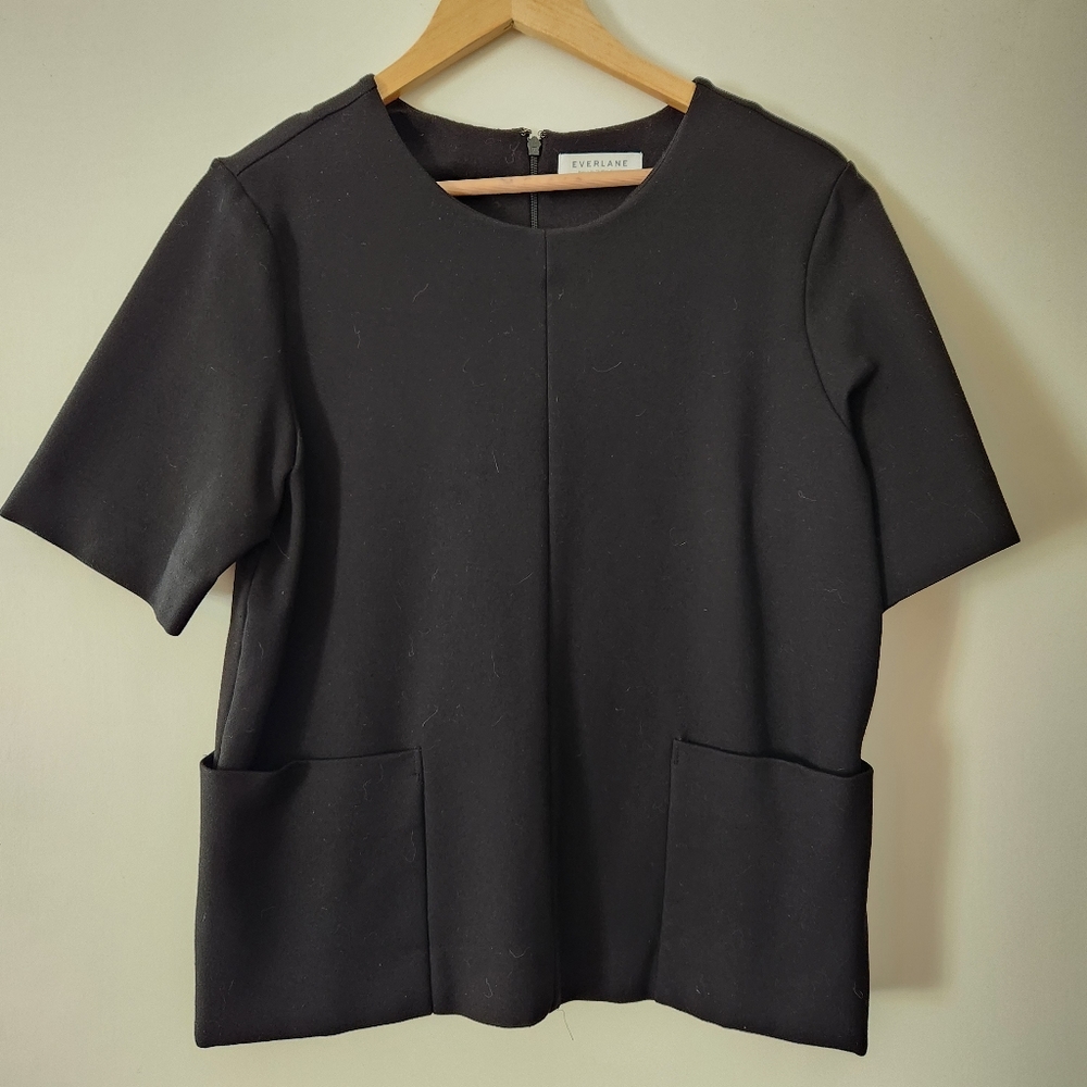 Everlane Ponte Short Sleeve Blouse with Pockets